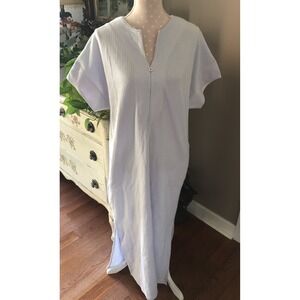 Parisian House Dress Robe Duster Purple Jersey Knit Zipper Pockets Size Medium